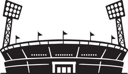 Modern Football Stadium Silhouette Icon with Floodlight © ditorama