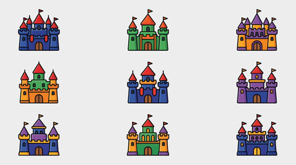Collection of fantasy castles icons © Rojo