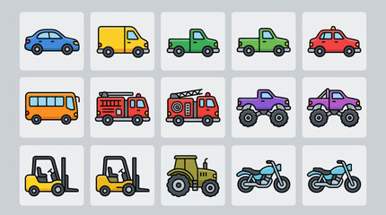 Collection of flat vehicle icons © Regul