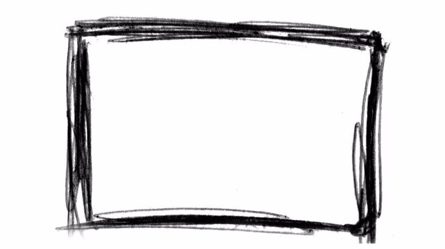 Black doodle frame on a white screen.