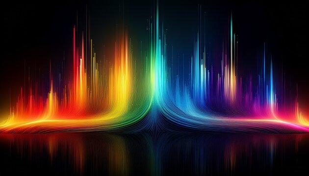 abstract vibrant light spectrum with rainbow colors on dark background