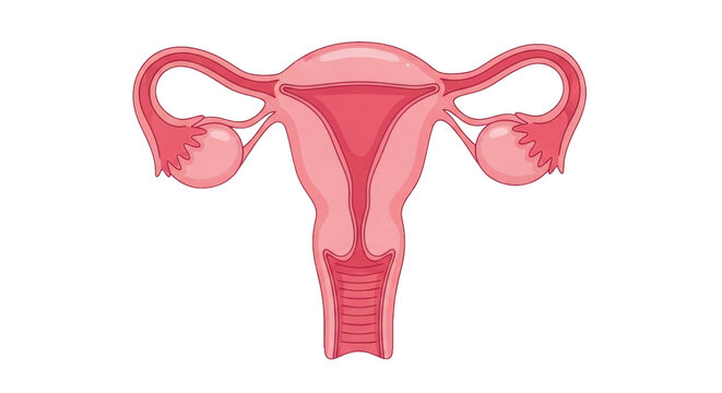 Female Reproductive System Uterus and Fallopian Tubes Anatomy Illustration Cutout PNG