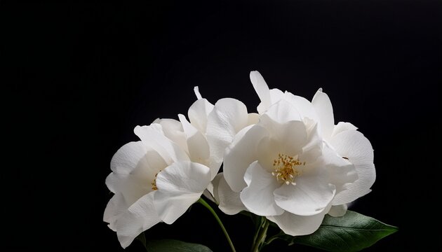 minimalist white flowers on black background elegant floral photography
