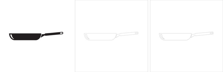 Fototapeta premium Frying_pan_silhouette_white_back_traced