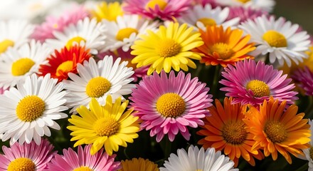 Fototapeta premium Vibrant Bouquet of Colorful Spring Daisy Flowers.