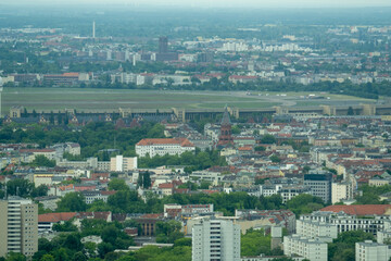 Fototapeta premium Berlin cityscape and open field from the TV Tower
