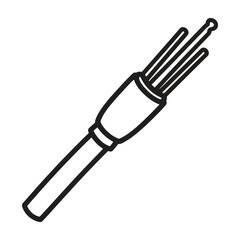 Naklejka premium Black and white line of a fiber optic cable connector, isolated on a white background, technical technology