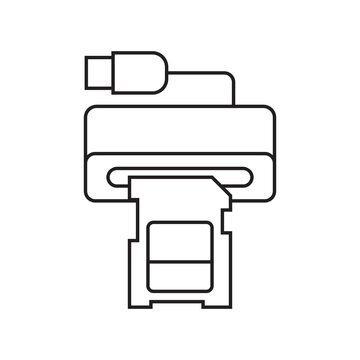 USB memory card reader with cable line icon