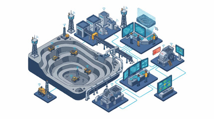 Isometric Industrial Manufacturing Process Illustration. © Lerr