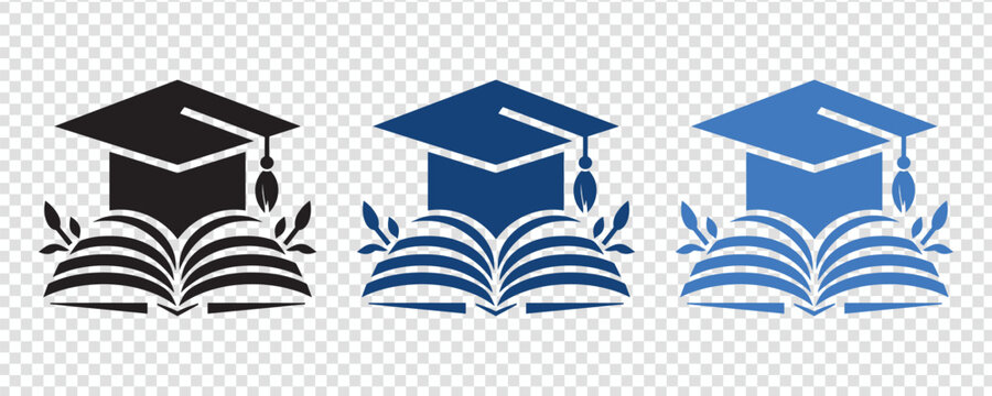 Modern blue graduation logo set for e learning platform mobile app