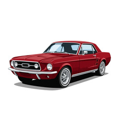 Fototapeta premium Classic Red Muscle Car Vector Illustration