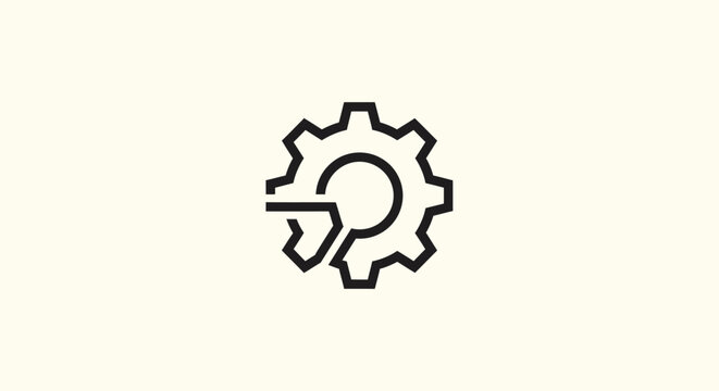 Minimalist gear outline logo with missing segment.