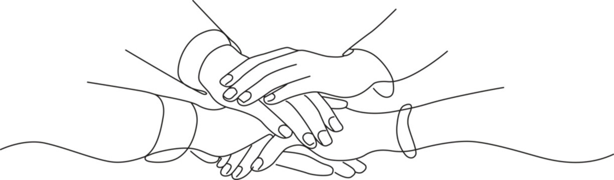 Handshake line drawing on white background continuous one line art style