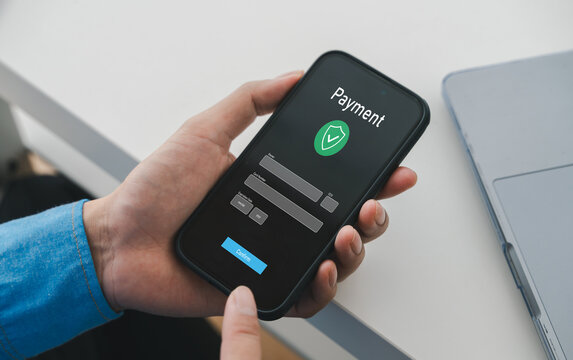 Human with online payment and shopping online, online banking digital technology, purchases, digital marketing, bank, banking applications, Financial transaction and global business online