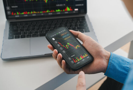 Business people with stock market chart financial trading, online investment, stock exchange analysis, market trends, real-time trading data, forex and crypto trading economic forecasting tool