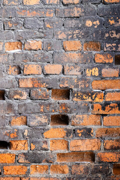 broken old brick wall of old factory building