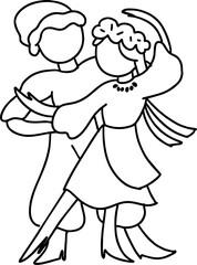 Fototapeta premium Minimalist Ukrainian couple dancing traditional folk dance vector line art