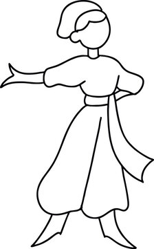 Minimalist Ukrainian cossack in traditional national costume dancing hopak vector illustration