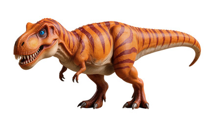 Isolated powerful striped orange dinosaur with piercing blue eyes a majestic prehistoric creature © Francisco