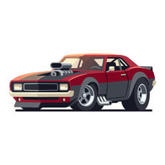 Obraz premium Vintage Muscle Car with Supercharger on White Background
