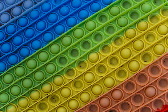 Diagonal Gradient Pop It Fidget Toy with Colorful Silicone Bubbles