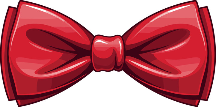 Elegant red bow tie vector illustration glossy silk bowtie fashion accessory icon graphic element isolated on white background