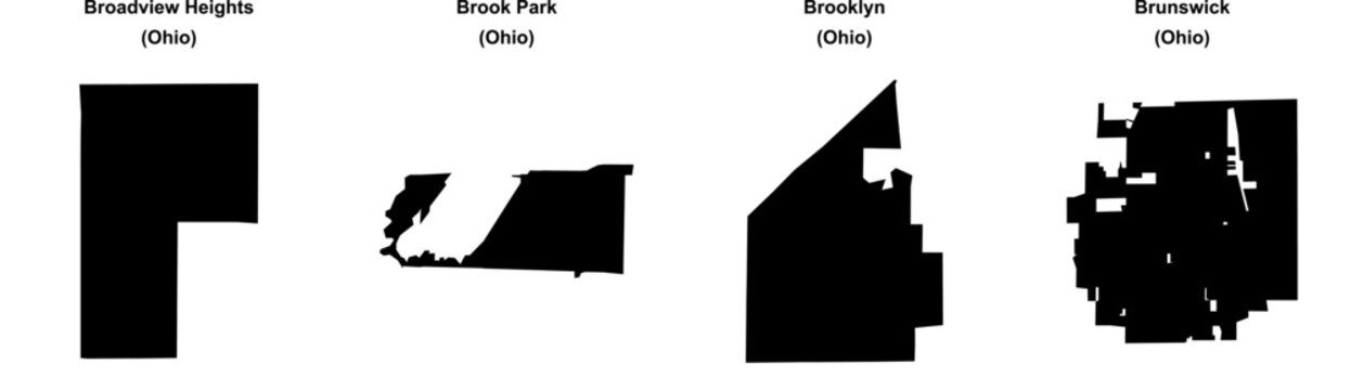 Broadview Heights, Brook Park, Brooklyn, Brunswick outline maps