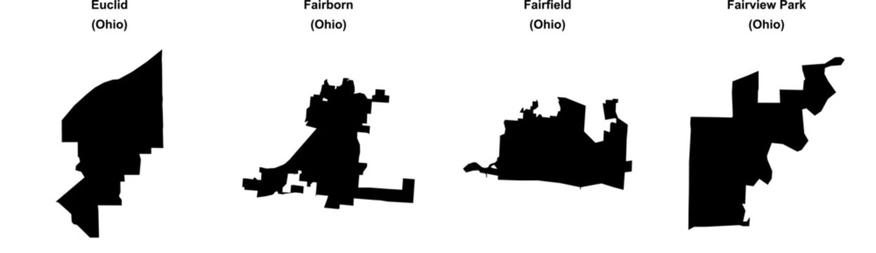 Euclid, Fairborn, Fairfield, Fairview Park outline maps