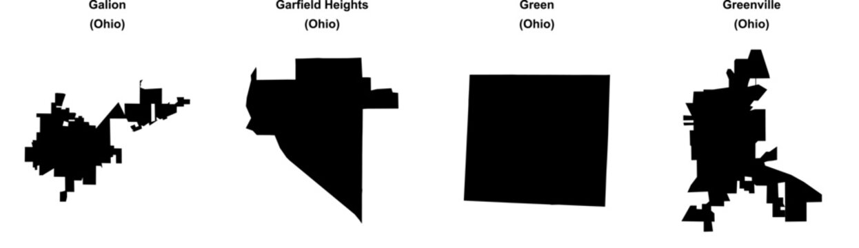 Galion, Garfield Heights, Green, Greenville outline maps