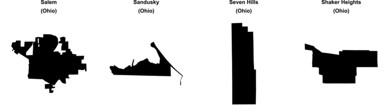 Salem, Sandusky, Seven Hills, Shaker Heights outline maps