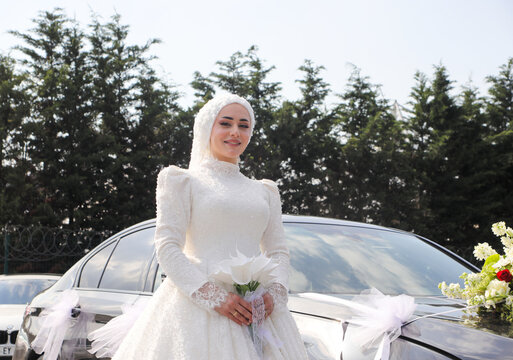 Beautiful Bride Portrait in Elegant Wedding Dress