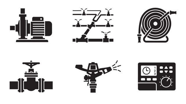 irrigation and garden watering system icons