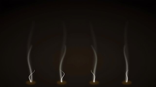 Wispy steam plumes rising smoothly from multiple sources on a deep black background atmospheric effect loop for cinematic video transitions
