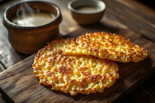 paraguayan mbeju served on a wooden board