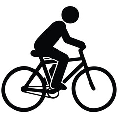 Obraz premium Cycling man vector silhouette illustration showing male cyclist riding bicycle on white background.