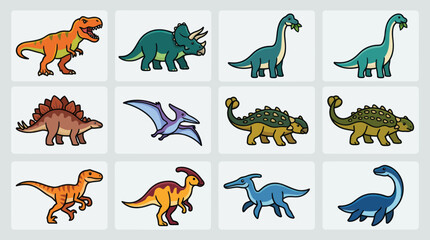 Collection of prehistoric reptile illustrations © Nataliaa