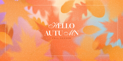 Naklejka premium Trendy gradient style autumn background. Vector autumn illustration with orange falling foliage for decoration seasonal sale, advertising, branding, promotion, cards. Trendy gradient card. Fall season