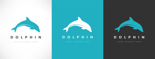 Dolphin logo vector. Underwater animal © Natalia Iachimova