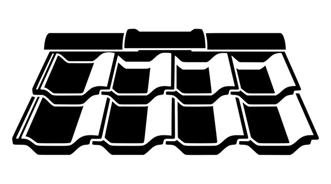 Black and white roof tiles icon illustration for construction or architecture