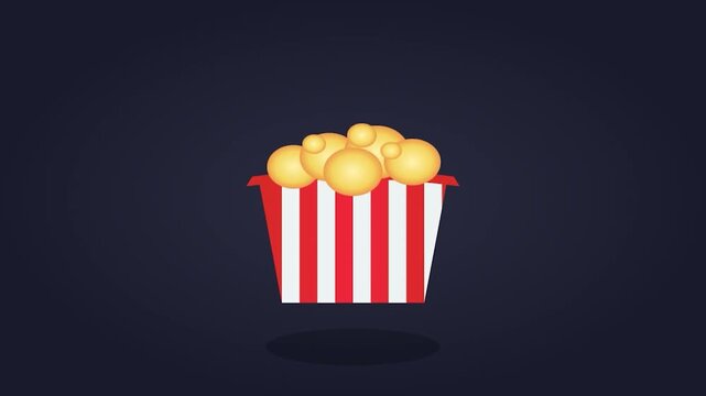 Popcorn Box Animation on Dark Background - A Cinematic Delight.