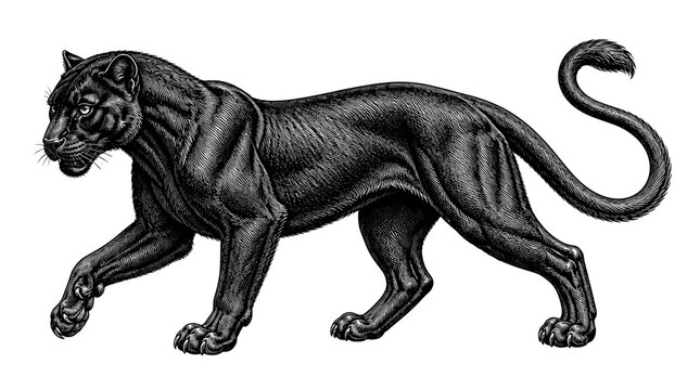 Black Panther in Motion Silhouette Illustration.