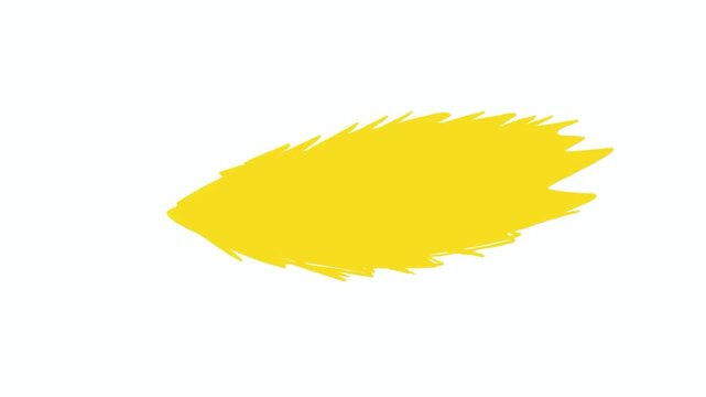 Hand-drawing a thick yellow spark on a white background. Stock animation of sparkling fire in a 2D style. Full HD.