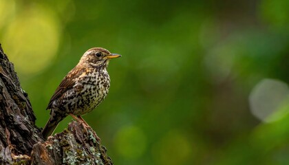 Fototapeta premium Small bird perched on tree branch.