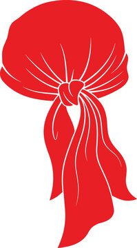 Red durag vector illustration with long tied straps, isolated hip hop fashion headwrap icon.