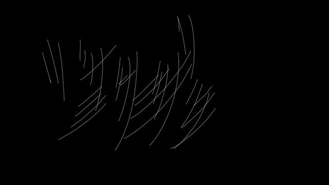 Animation of scratching a black surface with small claws. Scratching effect with keys fork and knife in 4K.