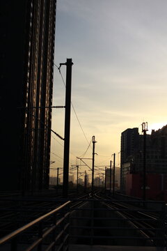sunset in the city
