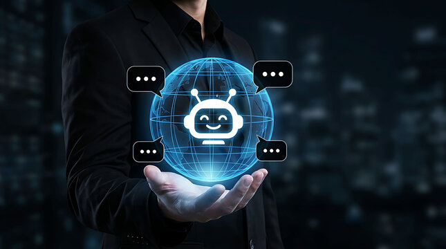 AI Chatbot Customer Support Global Communication Virtual Assistant Business Concept