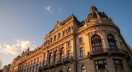 Obraz premium Grand Baroque Building Facade at Sunset