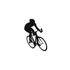 Fototapeta premium Cyclist speeds forward on a racing bicycle captured as a minimalist black silhouette graphic.