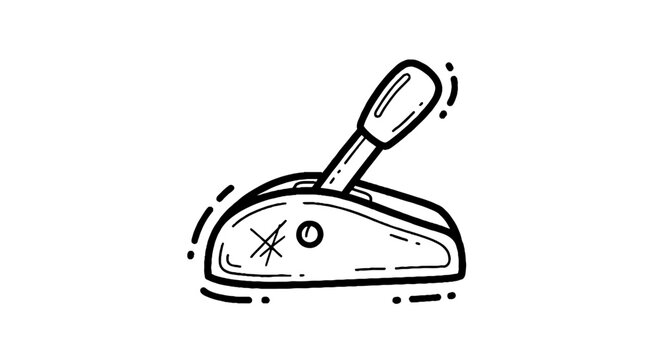 Manual Gear Shift Lever in Car Interior.